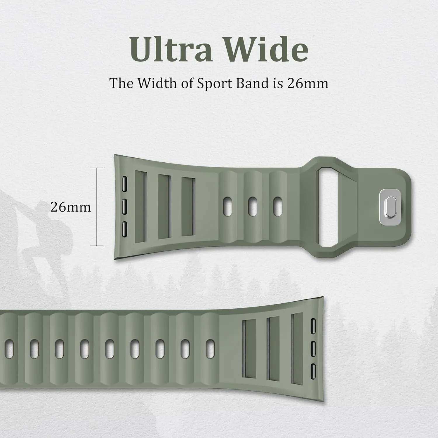 Sport Bands for Apple Watch Ultra 2 Band 49mm 45mm 44mm 42mm Men Women,Rugged Wide Silicone Waterproof Wristbands with Metal Adapter Strap for iWatch Ultra Band Series 9 8 7 6 SE 5 4 3 2,Ultra2/Ultra