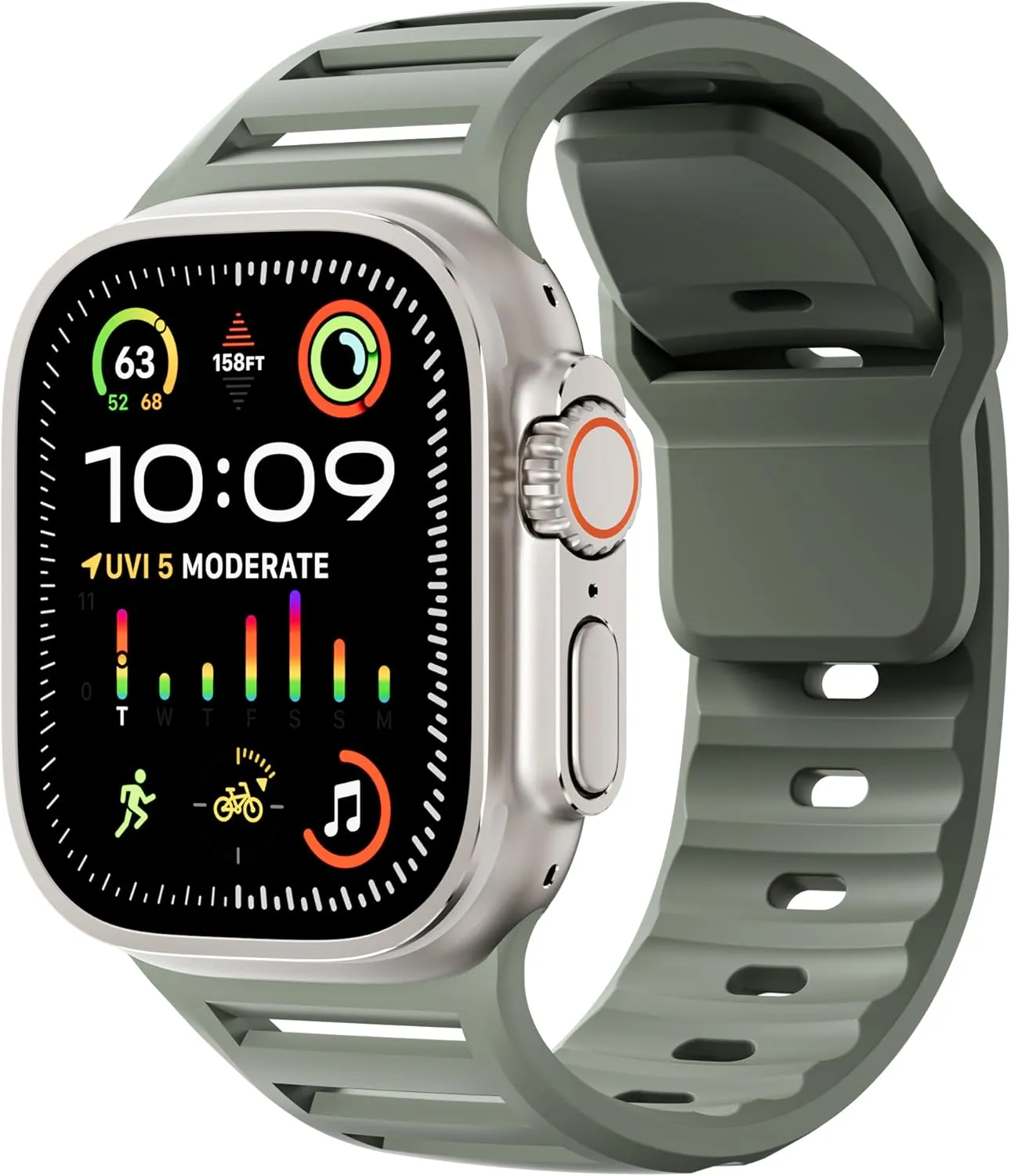 Sport Bands for Apple Watch Ultra 2 Band 49mm 45mm 44mm 42mm Men Women,Rugged Wide Silicone Waterproof Wristbands with Metal Adapter Strap for iWatch Ultra Band Series 9 8 7 6 SE 5 4 3 2,Ultra2/Ultra