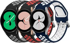 Sport Bands for Samsung Galaxy Watch 7/6/5/4 40mm 44mm,Watch 6/4 Classic 47mm 43mm/46mm 42mm Women/Men,Silicone Strap Galaxy Watch FE Band/Watch 5 Pro 45mm,No Gap Wristband Breathable Correa 3 Pack