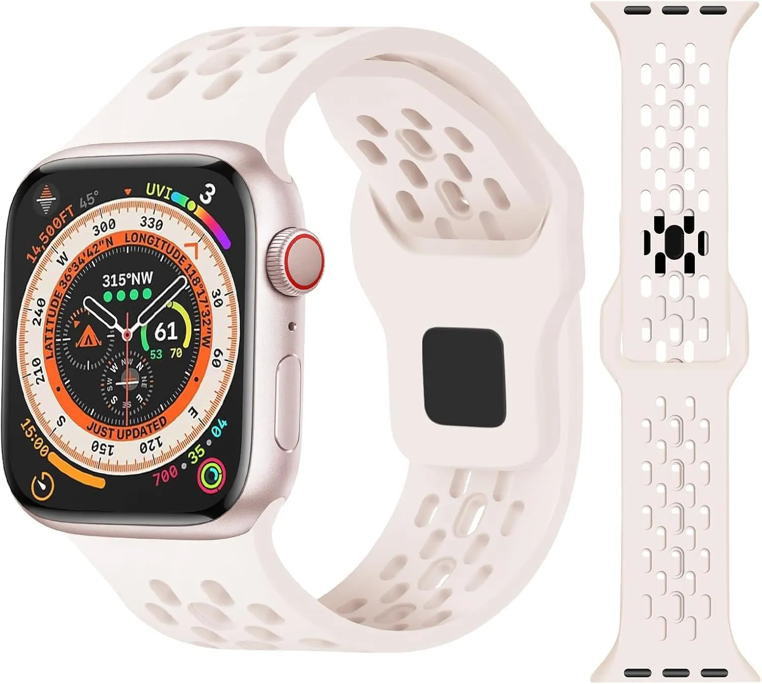 Sport Strap for Apple Watch Bands 40/41/38mm Women, Breathable Silicone Bracelet Compatible with Series 10(42mm)/9/8/7/6/5/4/3/2/1 iWatch Bands, Soft Waterproof Wristband for Apple Watch Pink