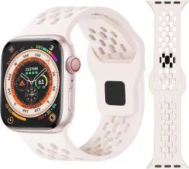 Sport Strap for Apple Watch Bands 40/41/38mm Women, Breathable Silicone Bracelet Compatible with Series 10(42mm)/9/8/7/6/5/4/3/2/1 iWatch Bands, Soft Waterproof Wristband for Apple Watch Pink