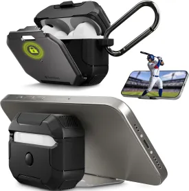 SwitchEasy Defender  AirPods Pro Locking Case 2nd Generation & 1st Generation - Wireless Charging Case with Phone Stand, Shockproof Protection for Apple AirPods, AirPod Pro Case with Lock - Space Gray