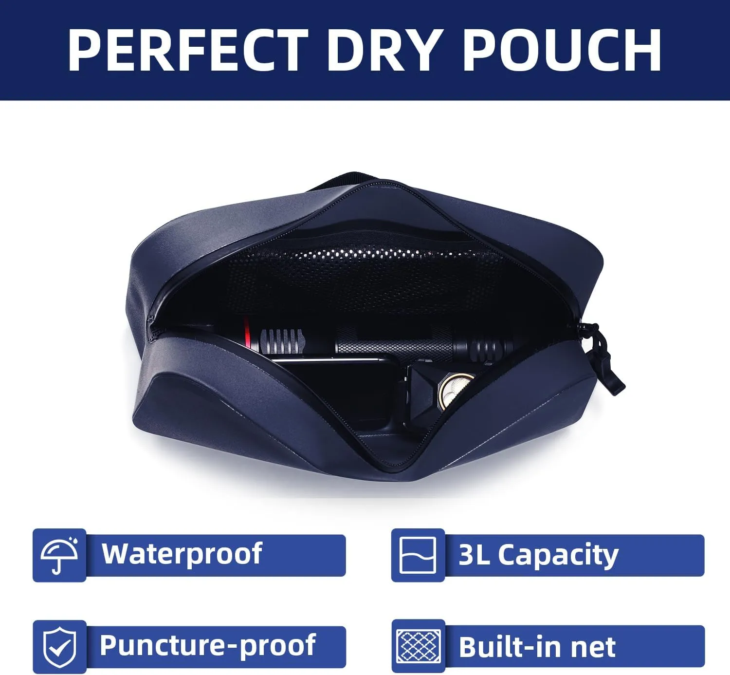 THURSO SURF Waterproof Fanny Pack Dry Bag Floating Pouch Bag Adjustable Waist Strap Keep Your Phone and Valuables Safe/Dry SUP Accessories for Kayaking Paddle Board Snorkeling Boating (Navy)