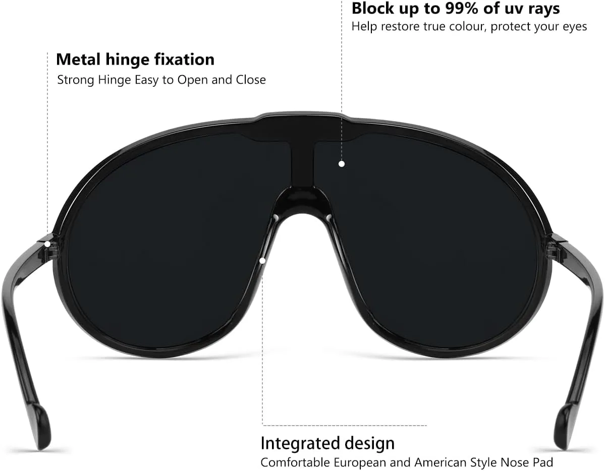 Trendy Oversized Sunglasses for Women Men Fashion Shield Aviator Sun Glasses UV400 Protection Goggles