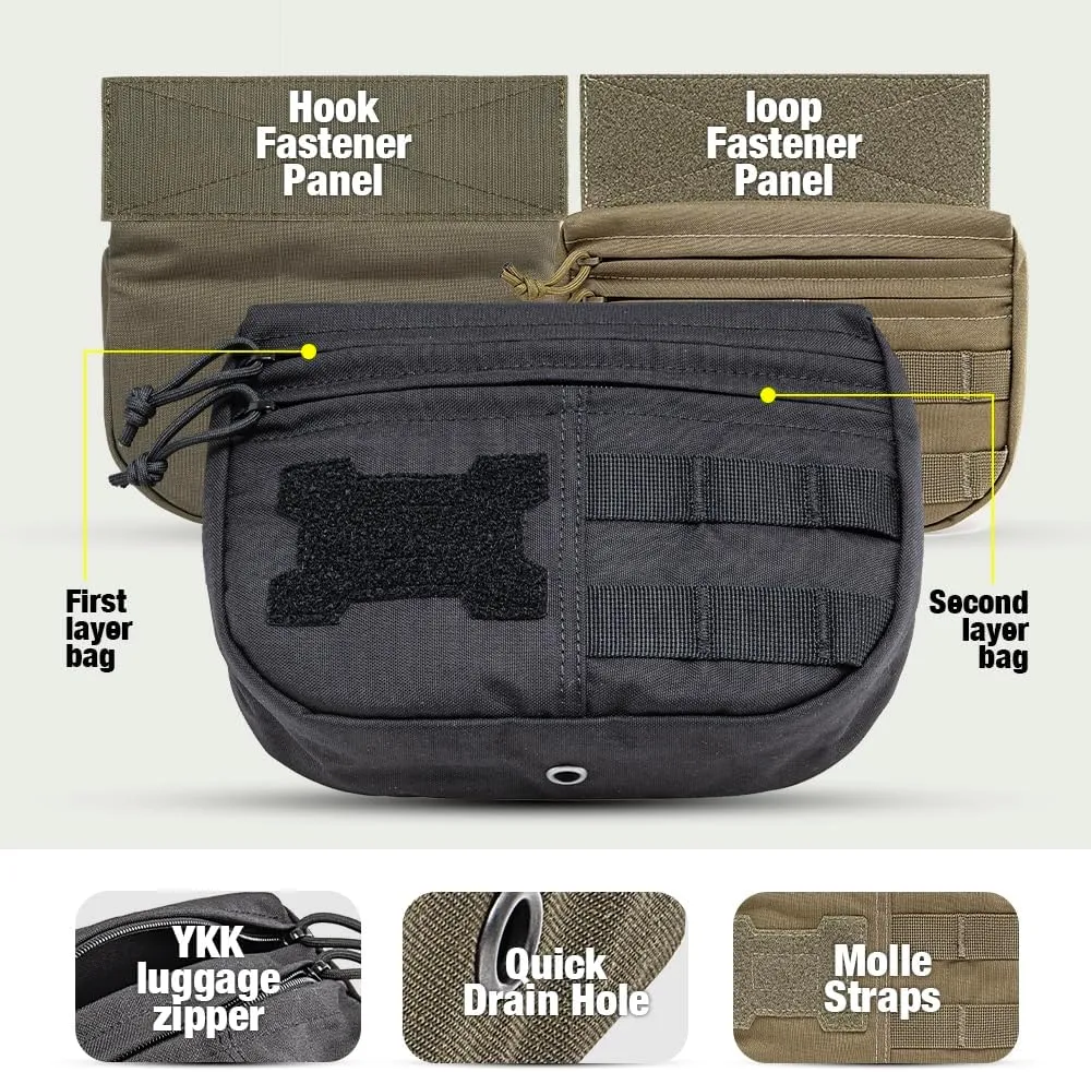 TSPRO Tactical MOLLE Drop Dangler Pouch - Admin & Tool Organizer with Hook & Loop Panel, Fits Vests, Bags, Tactical Gear