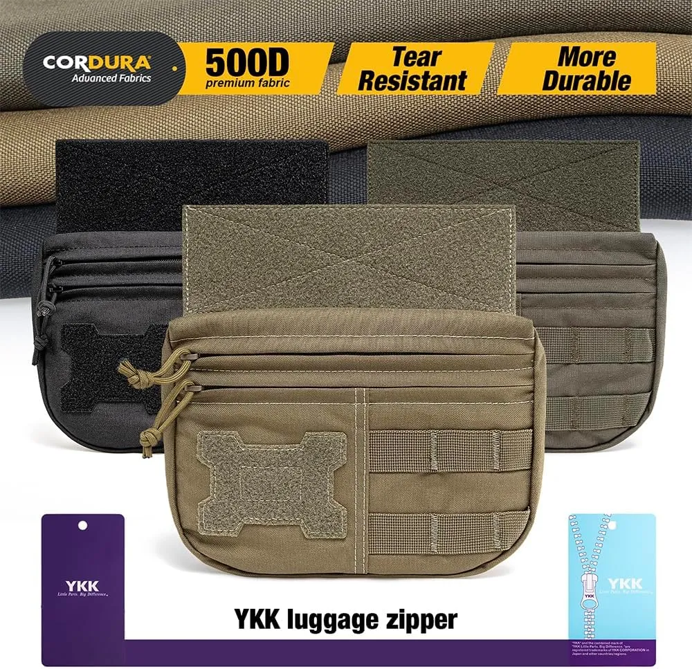 TSPRO Tactical MOLLE Drop Dangler Pouch - Admin & Tool Organizer with Hook & Loop Panel, Fits Vests, Bags, Tactical Gear