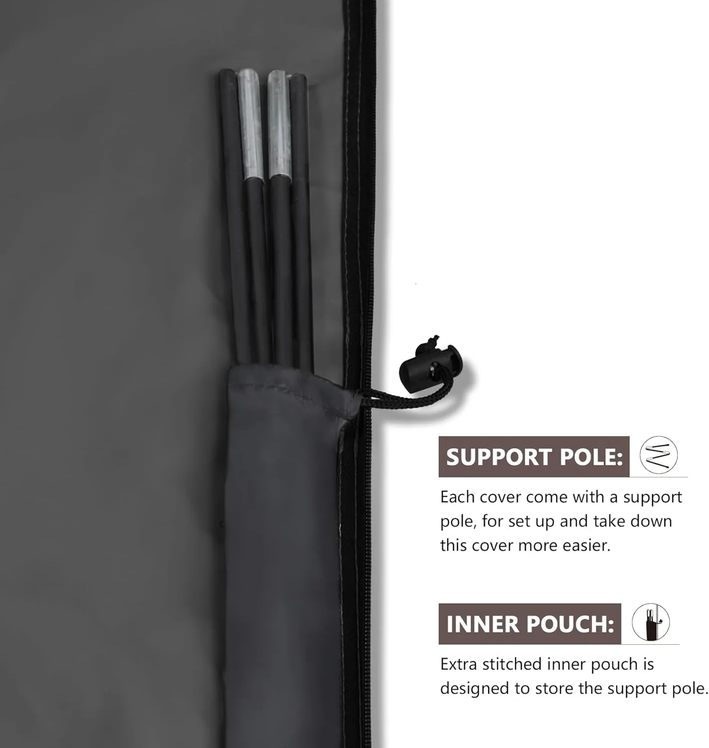 ULTCOVER Patio Parasol 600D Waterproof Outdoor Offset Banana Style Umbrella Cover - Fits Cantilever Offset Umbrella 7.5-11.5 Feet, Black