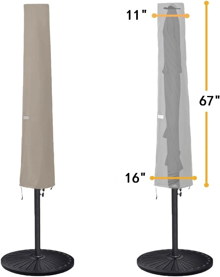 Umbrella Cover for 6ft to 9ft Patio Umbrellas, Waterproof and Durable Market Umbrella Cover with Zipper and Rod