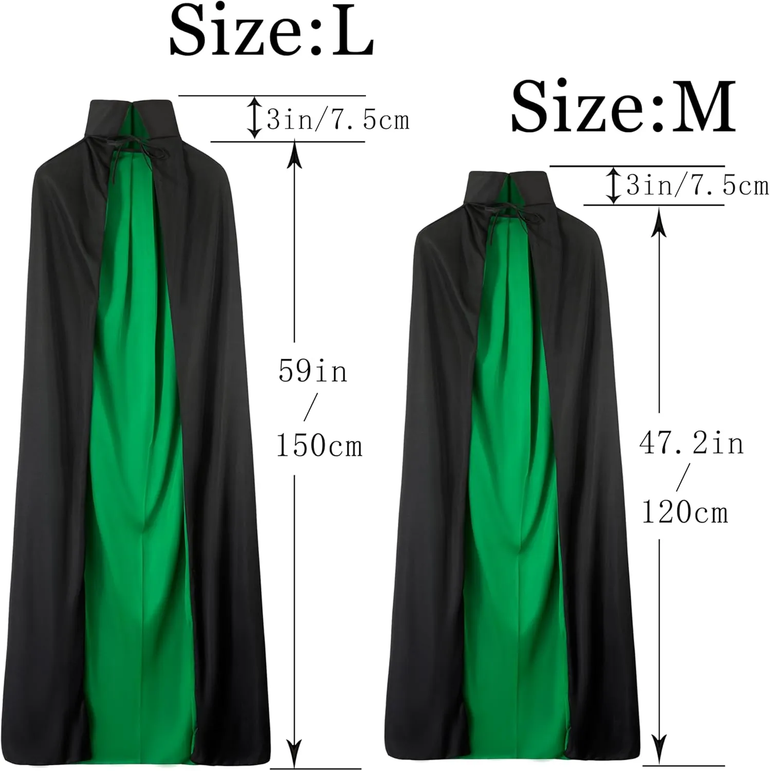 Unisex Vampire Witch Stand Collar Cape,Women's Halloween Costumes Cosplay Masquerade Party Reversible Cloak