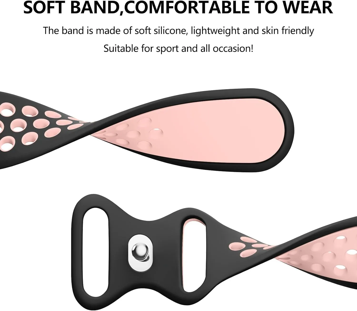 Vancle Silicone Band Compatible with Coros Pace 2 Watch Band/Coros Apex (42mm), 20mm Quick Release Strap Breathable Wristband for Women Men