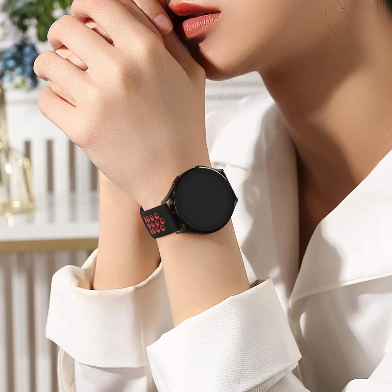 Vanjua Breathable Silicone Band for Amazfit Bip 5 & GTR 4 / 3 / 2 Smart Watch, 22mm Quick Release Replacement Wristband Sport Strap Compatible with Amazfit Bip 5 Band / GTR 4 / 3 Bands Men Women