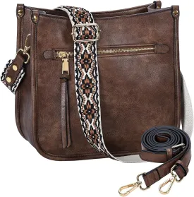 VASCHY Crossbody Bag Purse for Women,Fashion Vegan Leather Hobo Handbag Shoulder Bag Purse with Guitar Strap