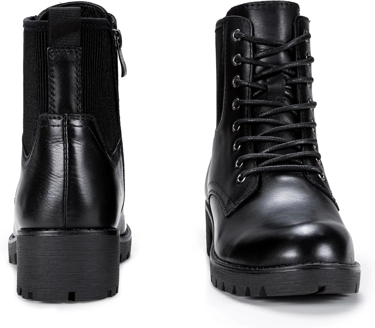 Vepose Women's Ankle Boots, Combat Lace up Booties with Inside Zipper