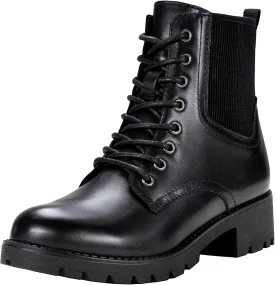 Vepose Women's Ankle Boots, Combat Lace up Booties with Inside Zipper