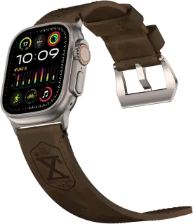 Vintage Leather Band Compatible with Apple Watch Ultra 2 / Ultra Band 49mm 46mm 45mm 44mm, 26mm Wide Crazy Horse Leather Strap for Men iWatch Series 10 9 8 7 6 5 4