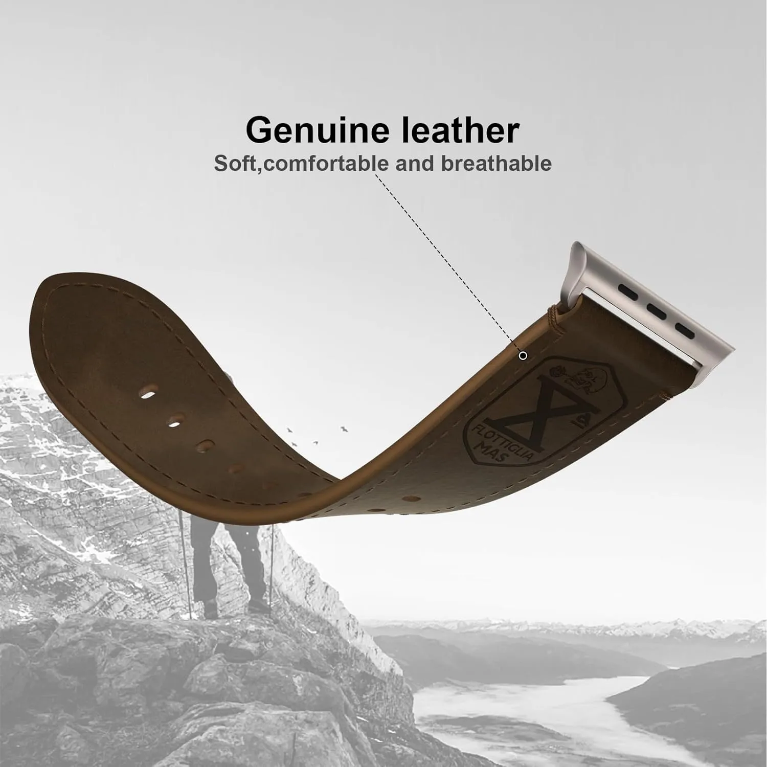 Vintage Leather Band Compatible with Apple Watch Ultra 2 / Ultra Band 49mm 46mm 45mm 44mm, 26mm Wide Crazy Horse Leather Strap for Men iWatch Series 10 9 8 7 6 5 4