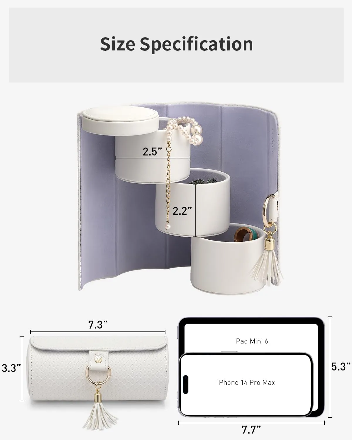 Vlando Wedding Gifts for Women, Travle Jewelry Organizer, Bridal Shower Gifts, Bridesmaid Gifts for Wedding Day Bride Gifts, Bridesmaid Proposal Gifts, Travel Jewelry Case - White