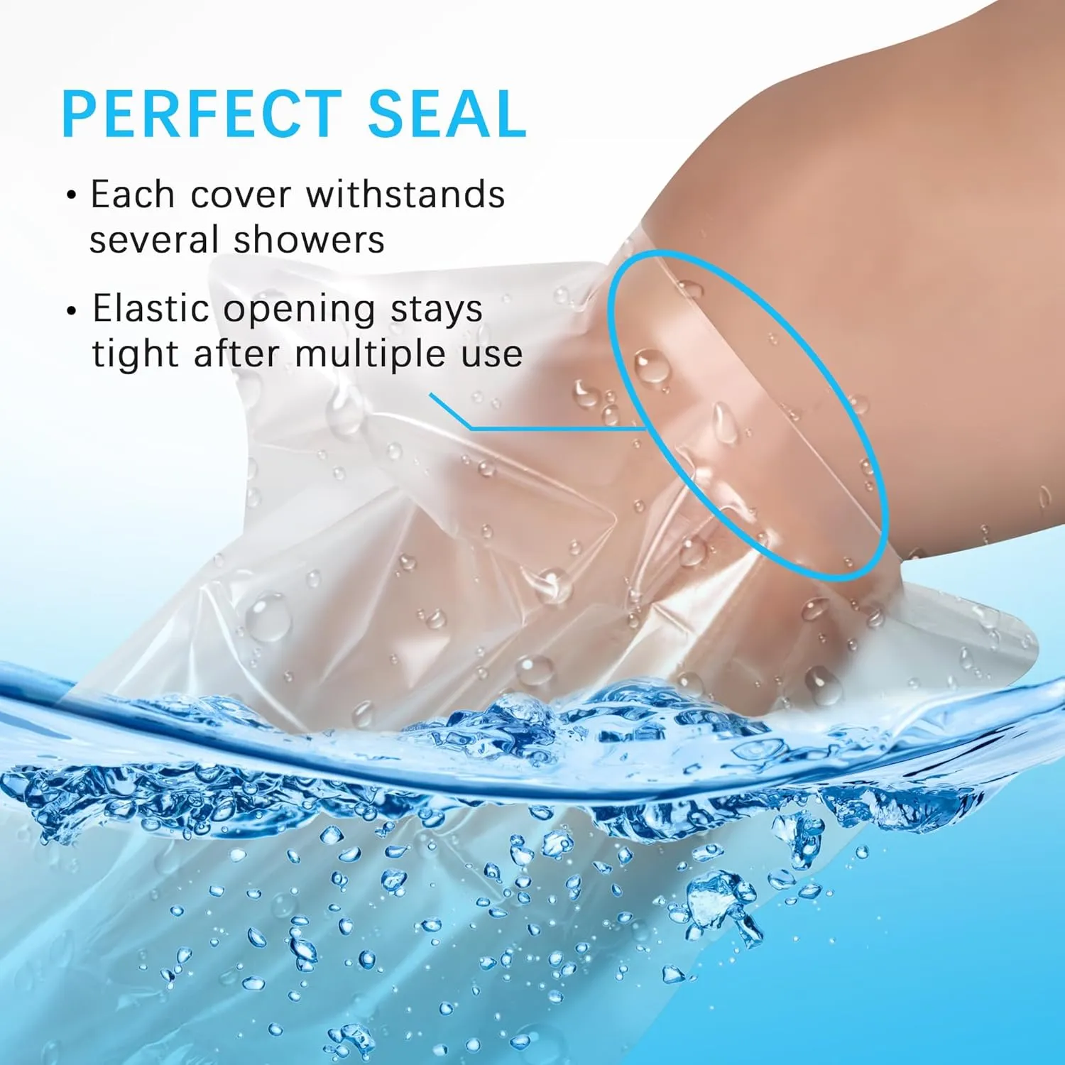Waterproof Cast Covers for Shower Leg - Watertight Seal - Adult & Kids - Reusable 2-Pack Leg Cast Covers for Shower Adult