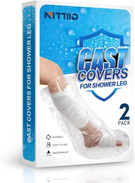 Waterproof Cast Covers for Shower Leg - Watertight Seal - Adult & Kids - Reusable 2-Pack Leg Cast Covers for Shower Adult