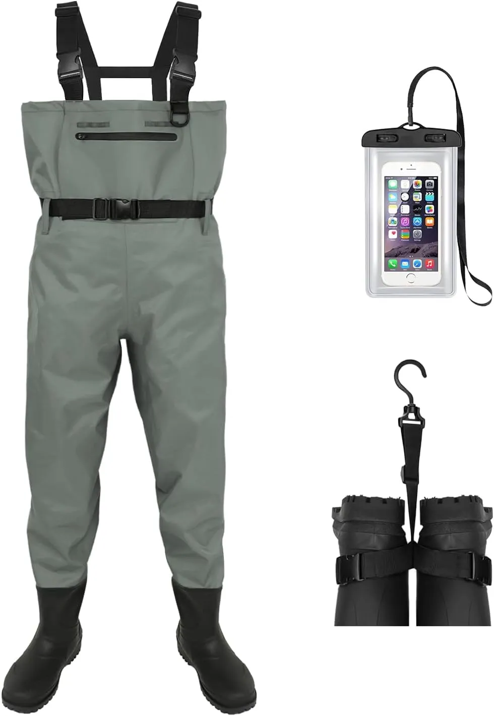 Waterproof Fishing Waders for Men Women| 2-Ply Nylon/PVC Chest Wader with Boots for Duck Hunting & Fly Fishing| Lightweight Bootfoot Waders