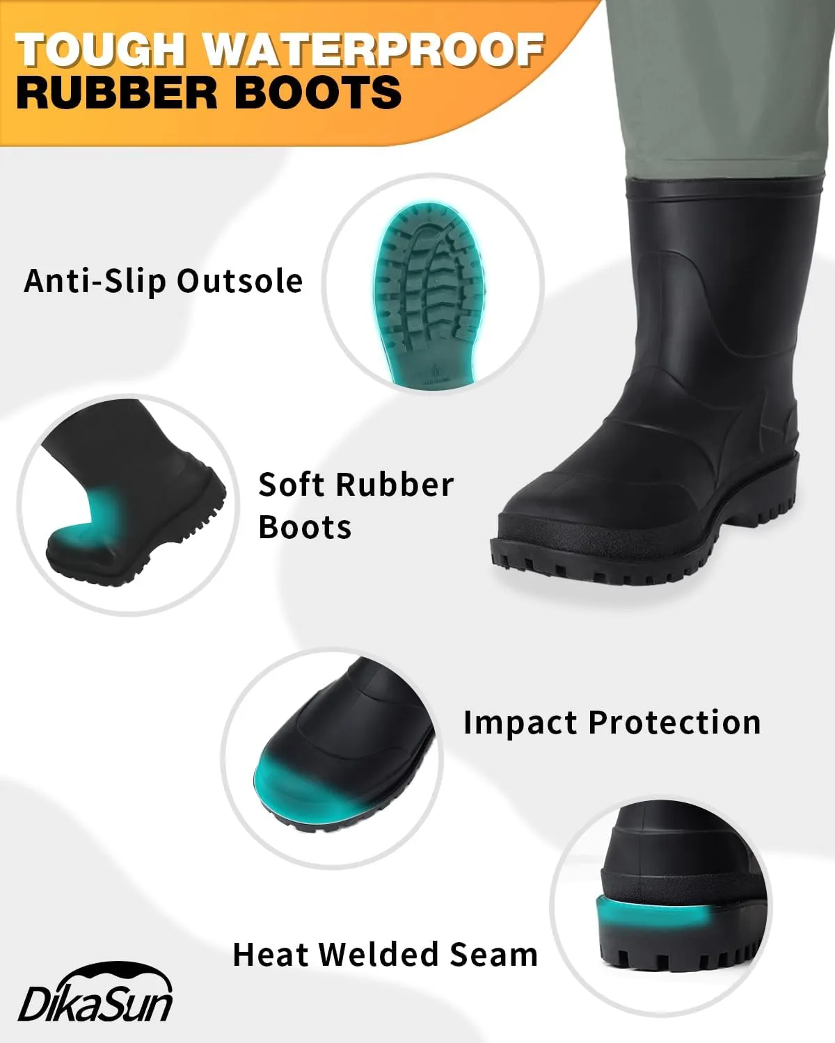 Waterproof Fishing Waders for Men Women| 2-Ply Nylon/PVC Chest Wader with Boots for Duck Hunting & Fly Fishing| Lightweight Bootfoot Waders