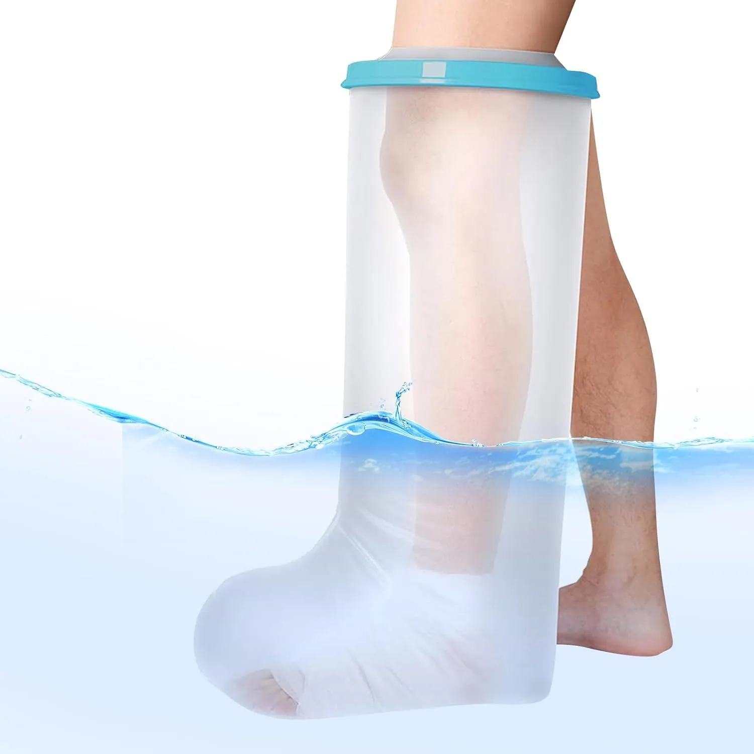 Waterproof Leg Cast Cover for Shower Watertight Foot Protector with Non-slip Bottom for Broken Surgery Foot Wound and Burns Reusable