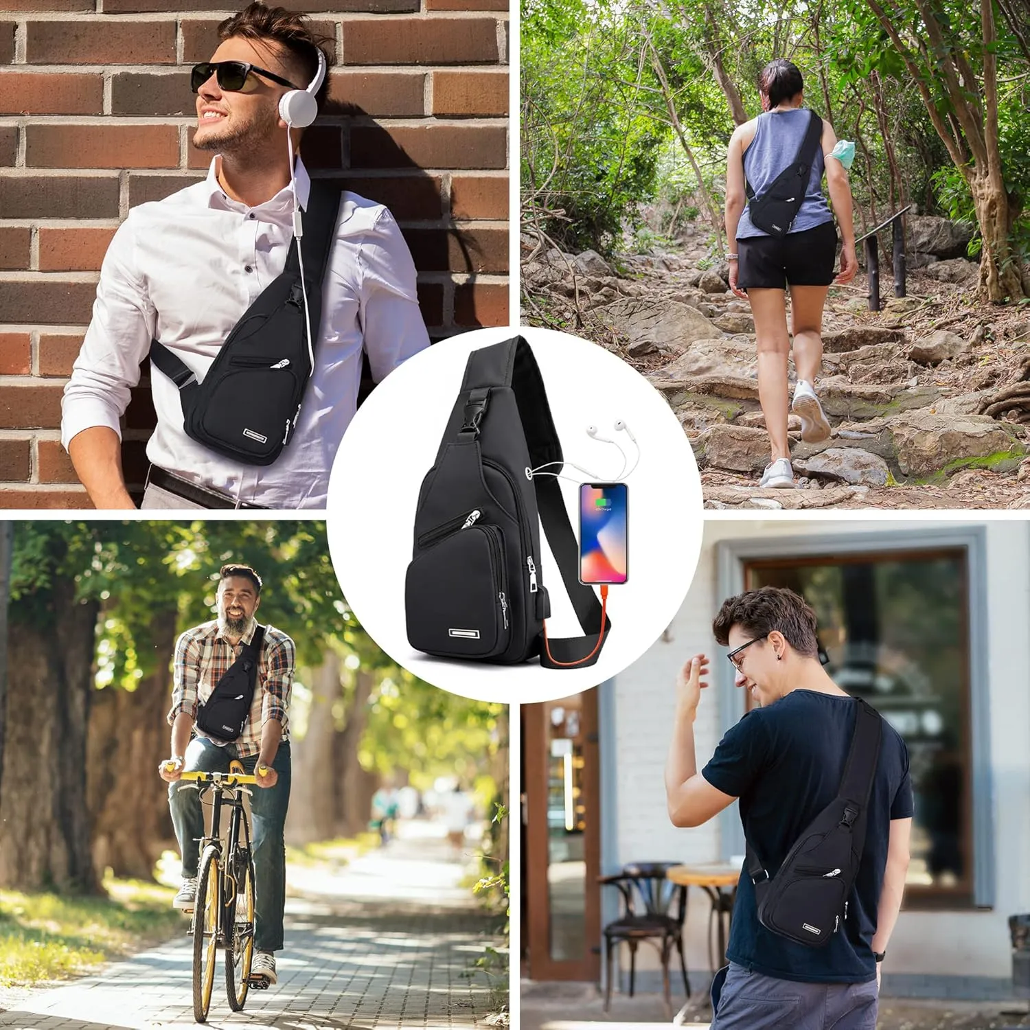 Waterproof Sling Bag Crossbody Backpack for Men Women Sling Backpack Hiking Daypack Multipurpose Cross Body Chest Bag