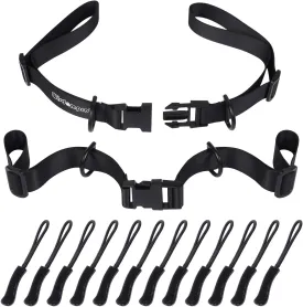 Wisdompro 2 Pack Backpack Chest Straps, Heavy Duty Adjustable Backpack Sternum Strap Belt with 12 Pieces Zipper Pulls - Black