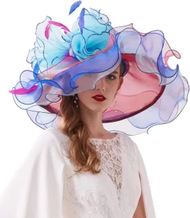 Women Hats Headband Hairpin Organza Fascinator Church Hat Floral Tea Party Wedding Hat