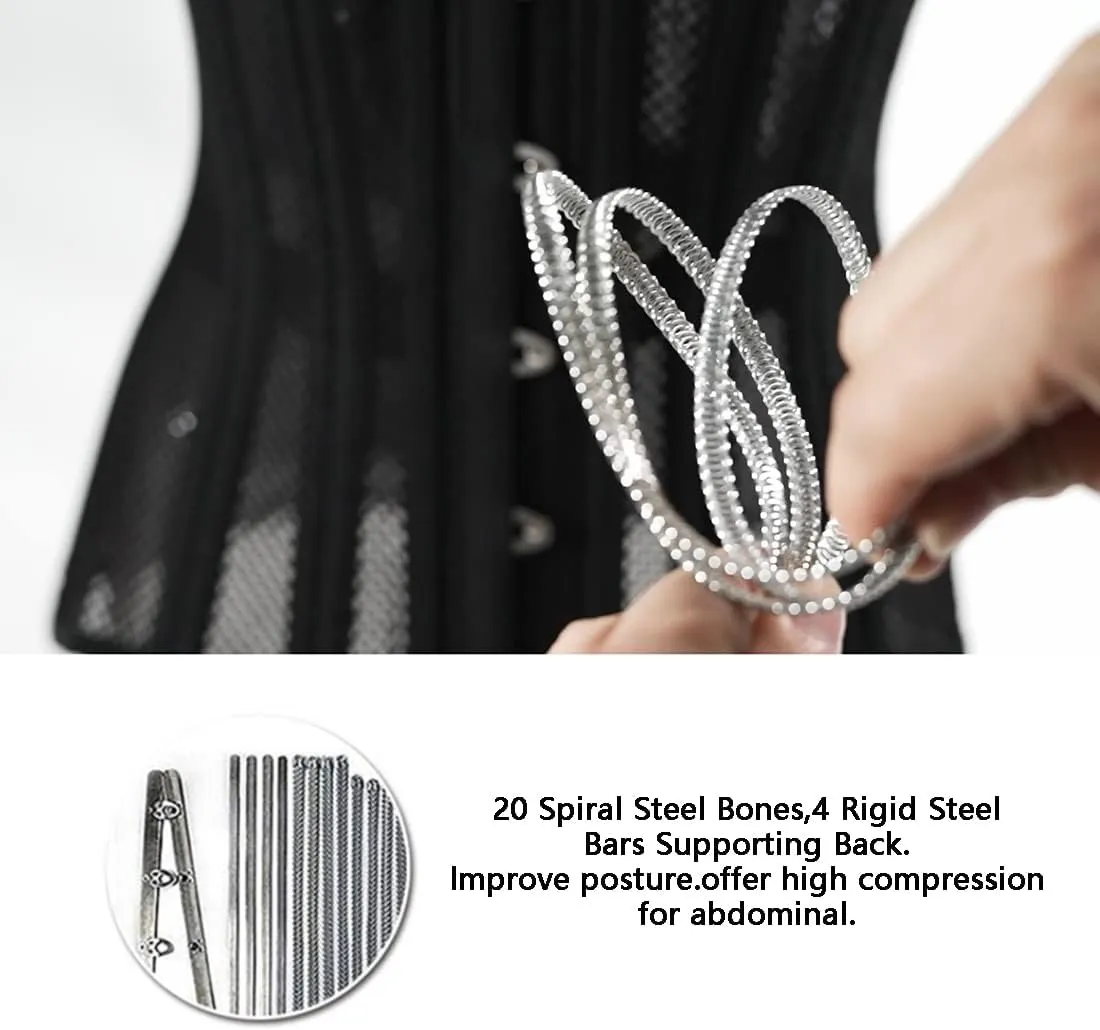 Women Heavy Spiral 26 Steel Boned Underbust Corset Satin Heavy Duty Waist Training Shaper Cincher