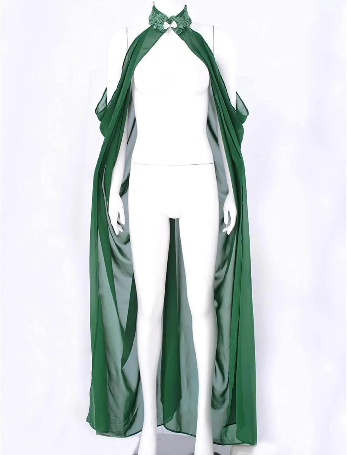 Women Solid Wedding Chiffon Cape Bridal Veil Cloak Halter Long Cape Party Costume