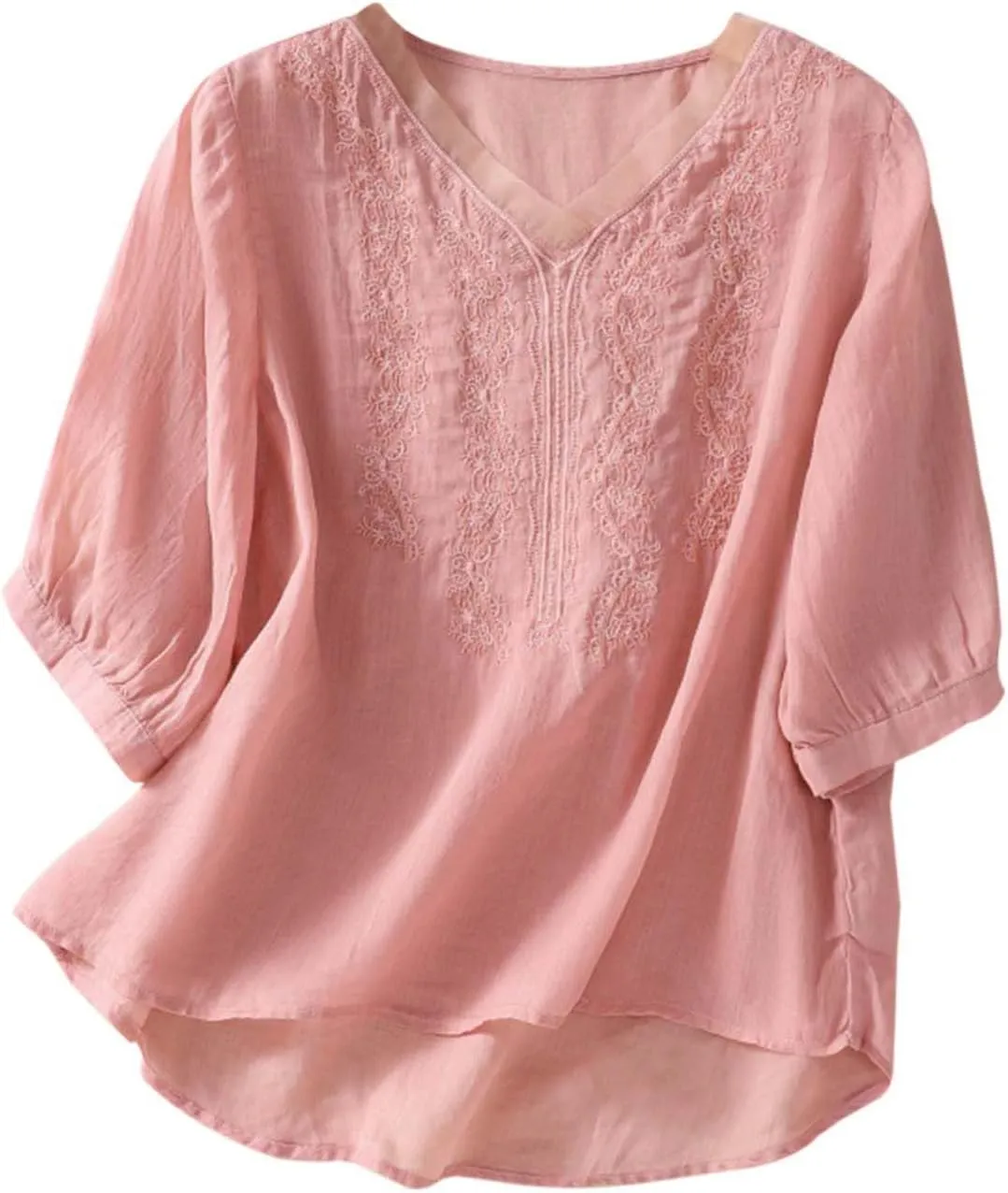 Womens Cotton Tops 2025 Dressy Casual Linen Blouse Vintage Loose Fit Work Shirts Graphic Tees Boho Trendy Clothes 2025