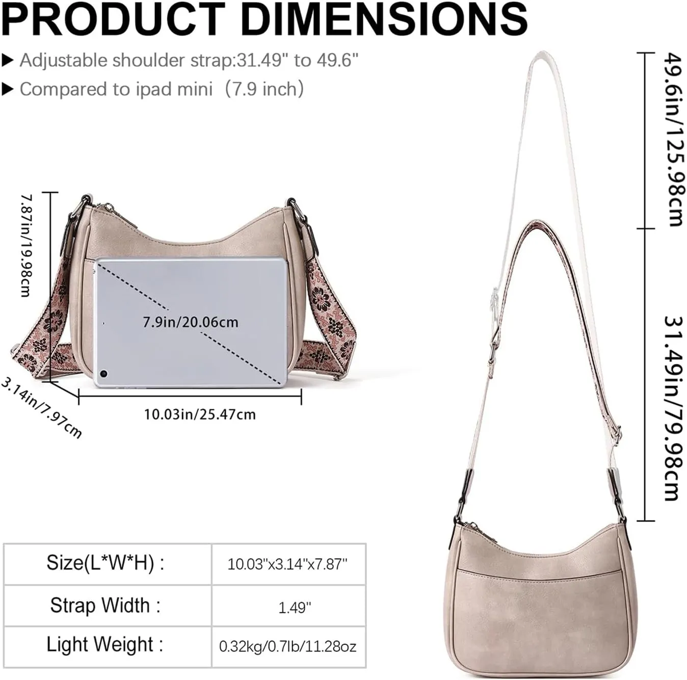 Women's Crossbody Handbags Vegan Leather Shoulder Bag with Adjustable Strap, Lightweight Small Purse for Everyday Essentials