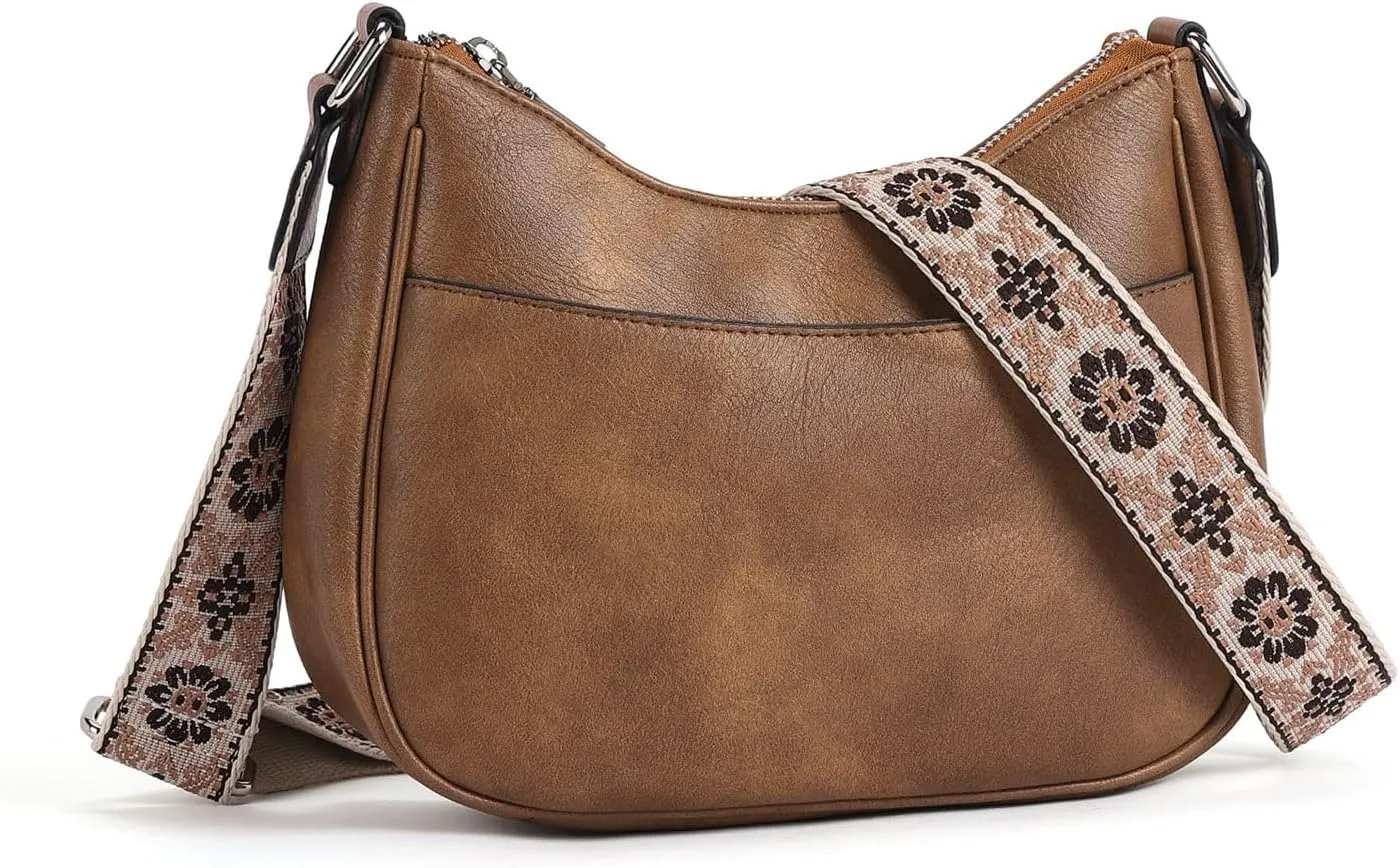 Women's Crossbody Handbags Vegan Leather Shoulder Bag with Adjustable Strap, Lightweight Small Purse for Everyday Essentials