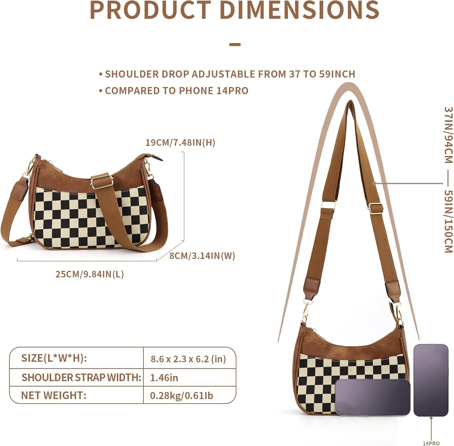Women's Crossbody Handbags Vegan Leather Shoulder Bag with Adjustable Strap, Lightweight Small Purse for Everyday Essentials