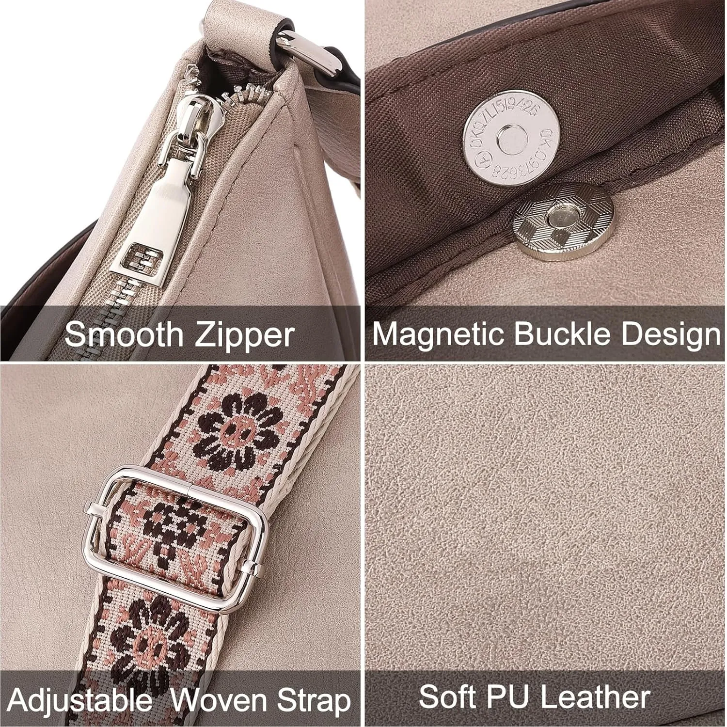 Women's Crossbody Handbags Vegan Leather Shoulder Bag with Adjustable Strap, Lightweight Small Purse for Everyday Essentials
