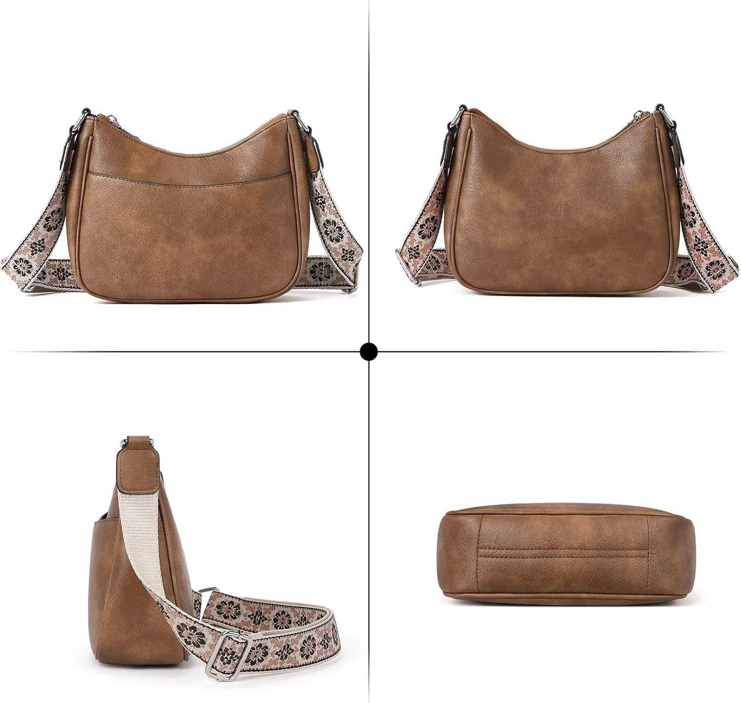 Women's Crossbody Handbags Vegan Leather Shoulder Bag with Adjustable Strap, Lightweight Small Purse for Everyday Essentials