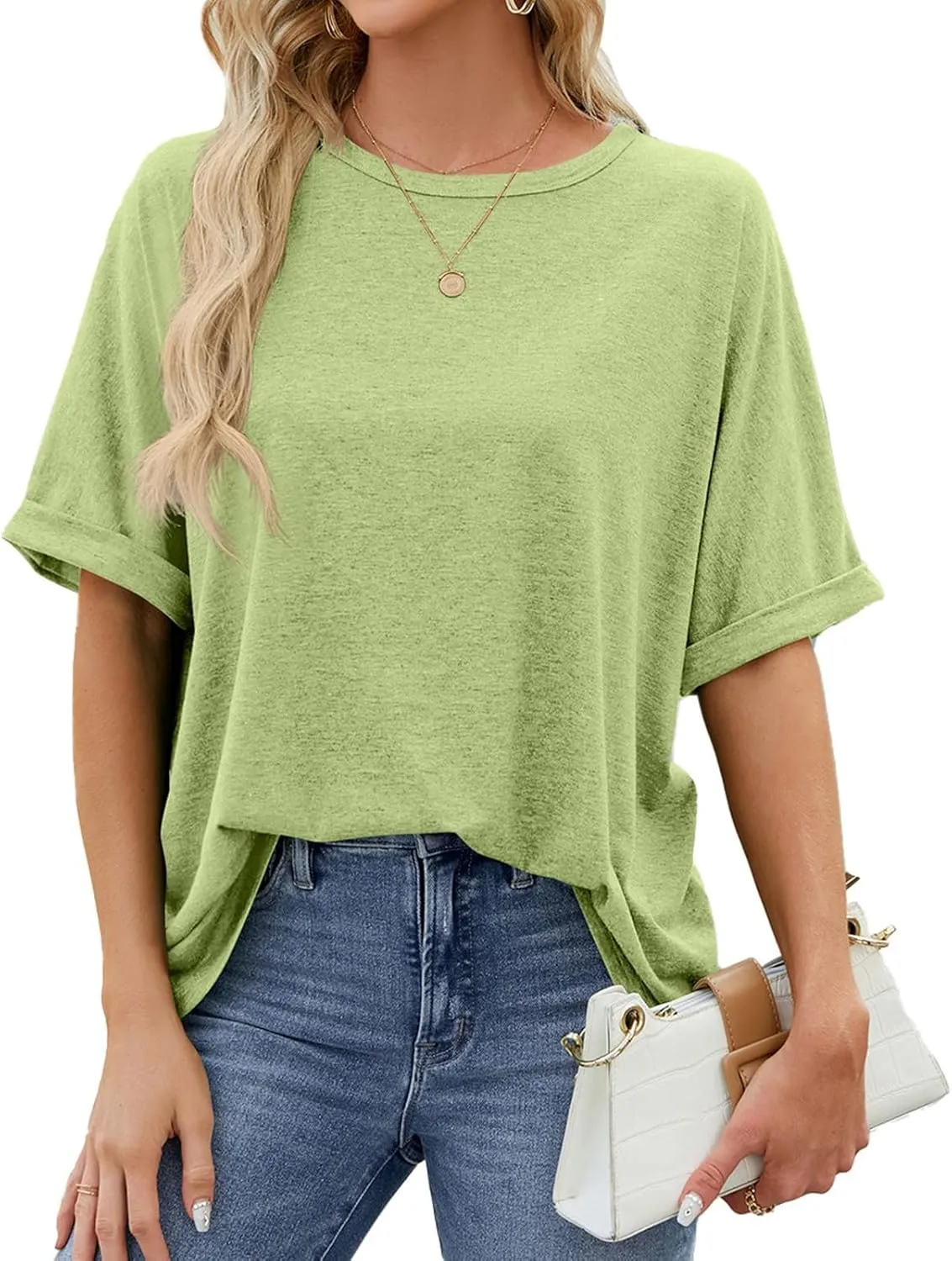 Women's Short Sleeve Tops Summer T Shirts Round Neck Causal Fashion Basic Tee Oversized Shirt Loose Fit Trendy Blouses