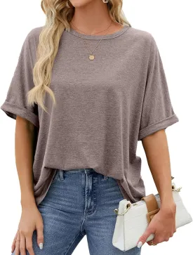 Women's Short Sleeve Tops Summer T Shirts Round Neck Causal Fashion Basic Tee Oversized Shirt Loose Fit Trendy Blouses