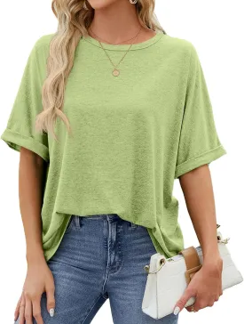 Women's Short Sleeve Tops Summer T Shirts Round Neck Causal Fashion Basic Tee Oversized Shirt Loose Fit Trendy Blouses