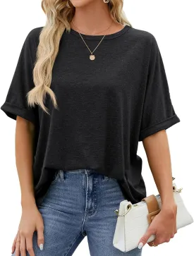Women's Short Sleeve Tops Summer T Shirts Round Neck Causal Fashion Basic Tee Oversized Shirt Loose Fit Trendy Blouses