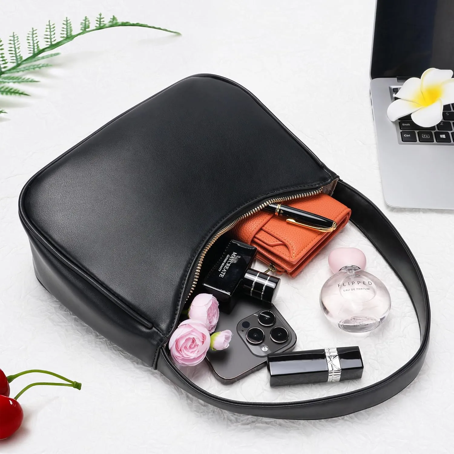 Women's Shoulder Bags, Small Hobo Tote Elegant Clutch Purse with Zipper Closure