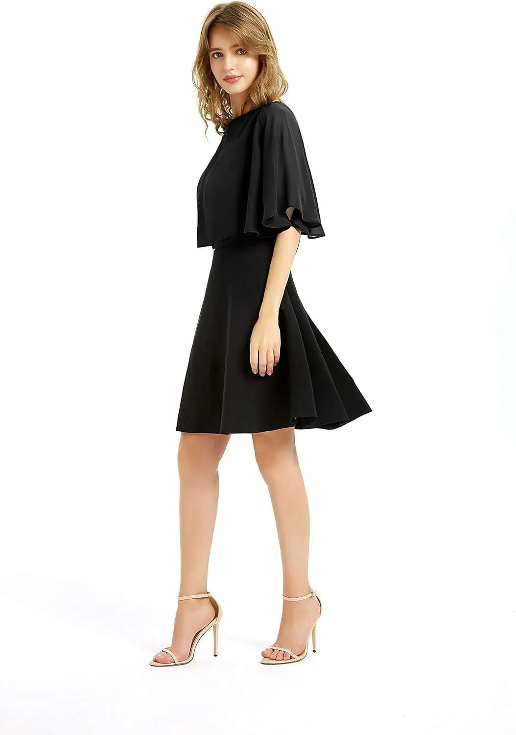 Women's Soft Chiffon Shawl Wraps Shrug for Evening Dress Wedding Cape Bolero Flapper Cover Up