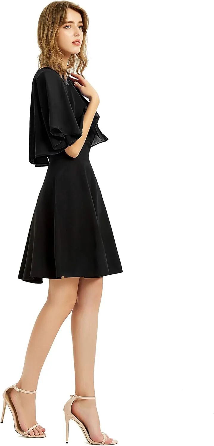 Women's Soft Chiffon Shawl Wraps Shrug for Evening Dress Wedding Cape Bolero Flapper Cover Up