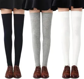 Womens Thigh High Socks Cotton Striped Over the Knee Socks Long Knee High Stockings for Women