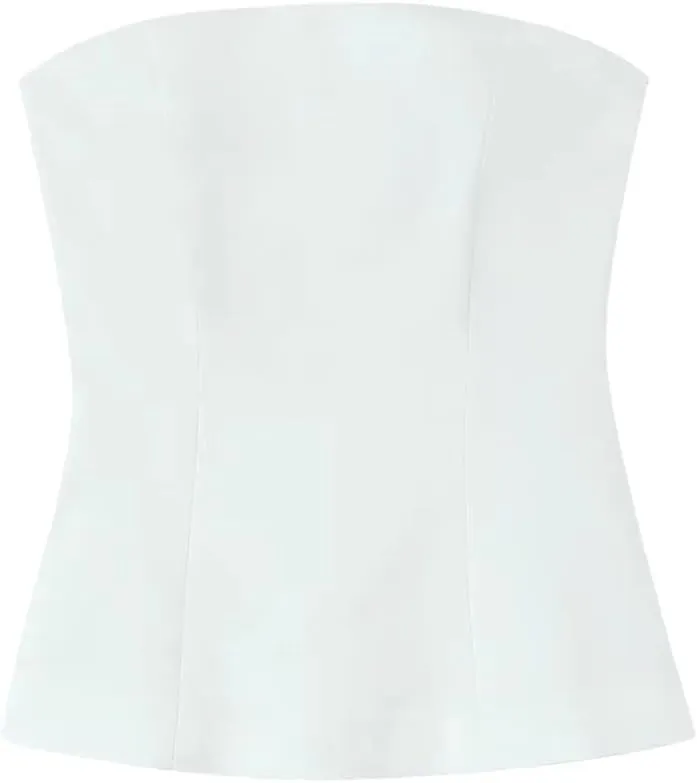 Women's Tube Top Slim Back Zipper Solid Color Satin Pleated Commuting Short Waist Top Dress