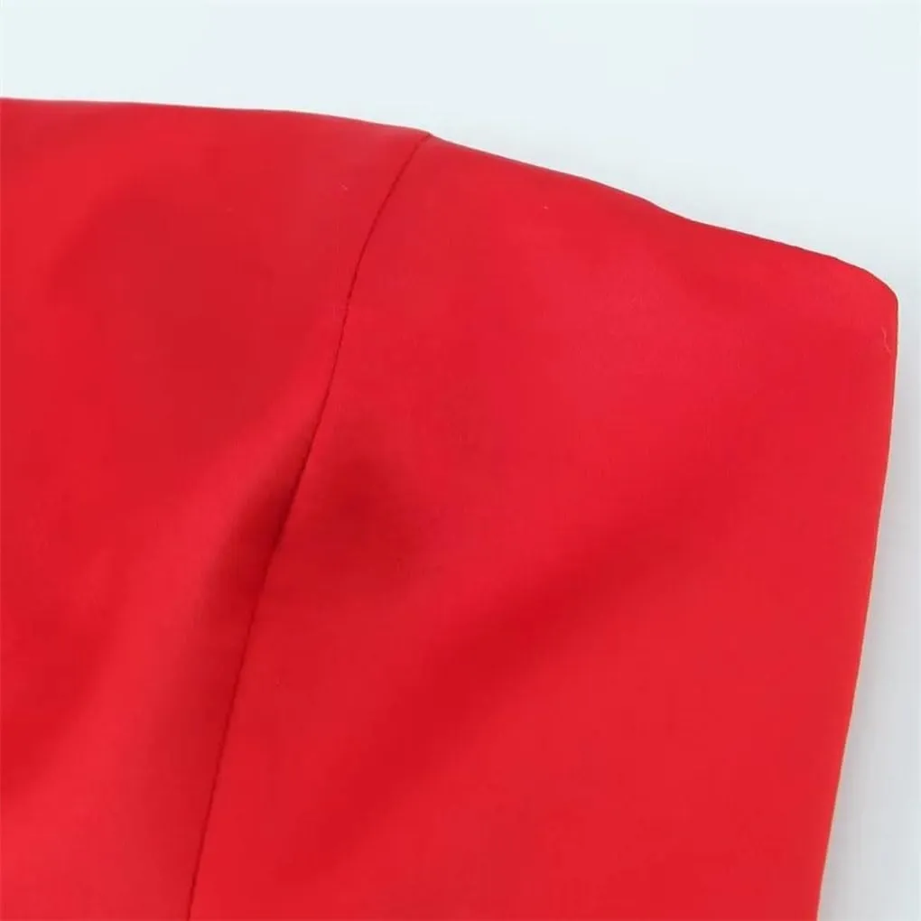 Women's Tube Top Slim Back Zipper Solid Color Satin Pleated Commuting Short Waist Top Dress