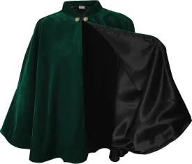 Women's Velvet Satin Lined Capelet Elegant Halloween Cosplay Cloak Cape, Wedding, Ren Faire