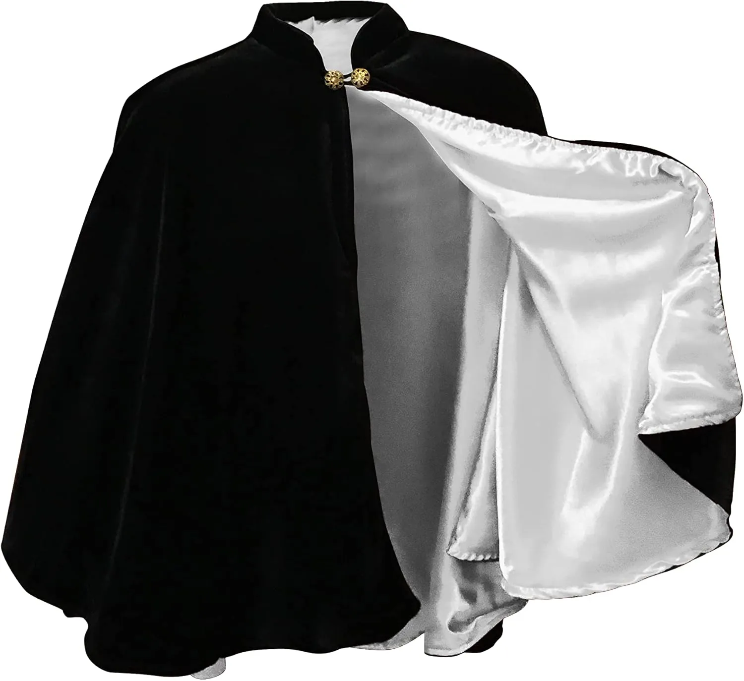 Women's Velvet Satin Lined Capelet Elegant Halloween Cosplay Cloak Cape, Wedding, Ren Faire