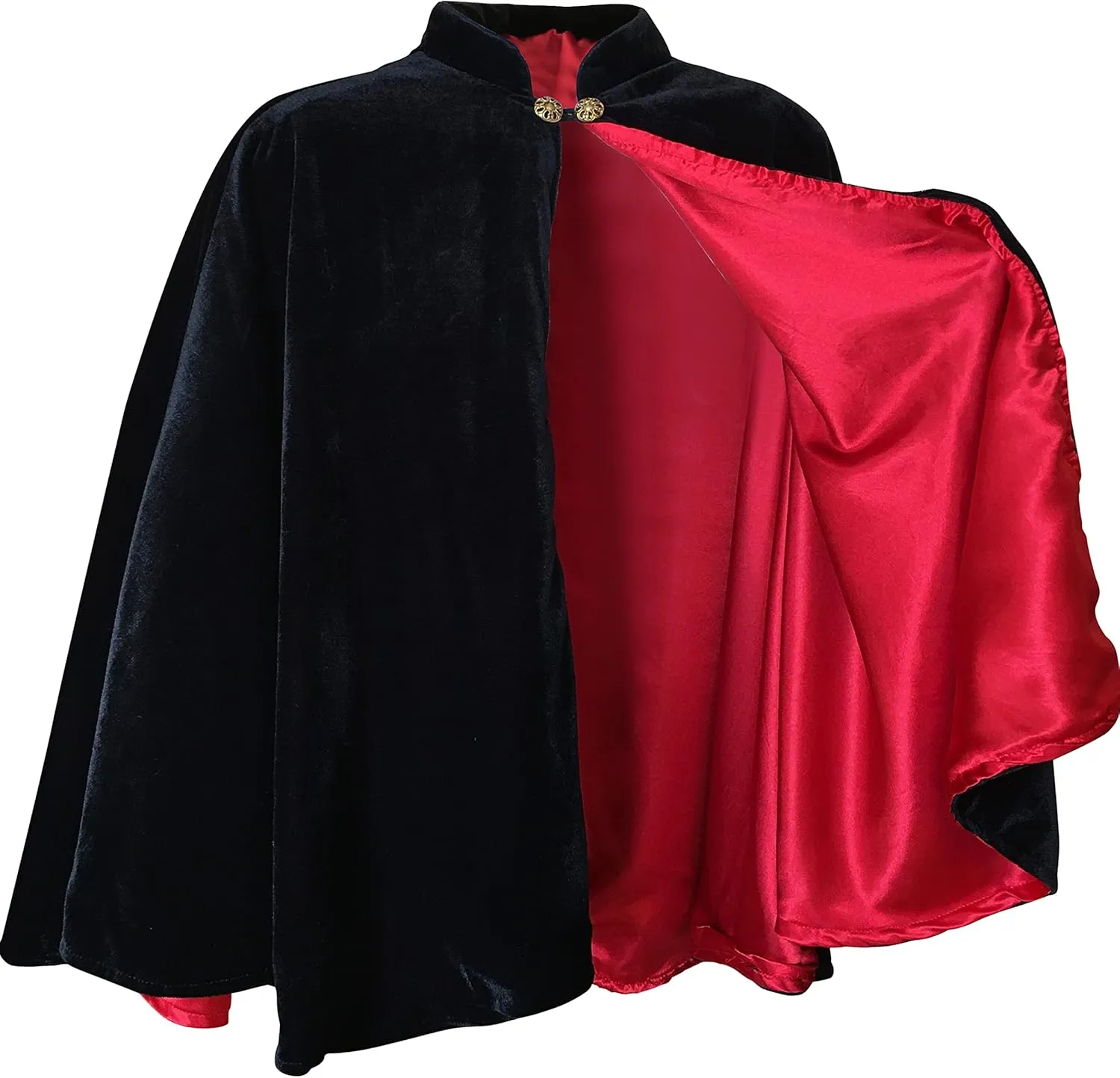 Women's Velvet Satin Lined Capelet Elegant Halloween Cosplay Cloak Cape, Wedding, Ren Faire